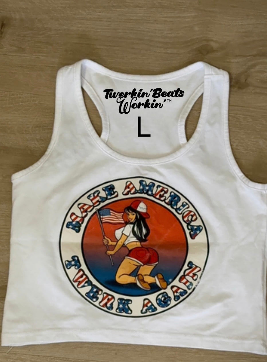 Make America twerk again twerkin’ beats workin’ design tank on front 🇺🇸