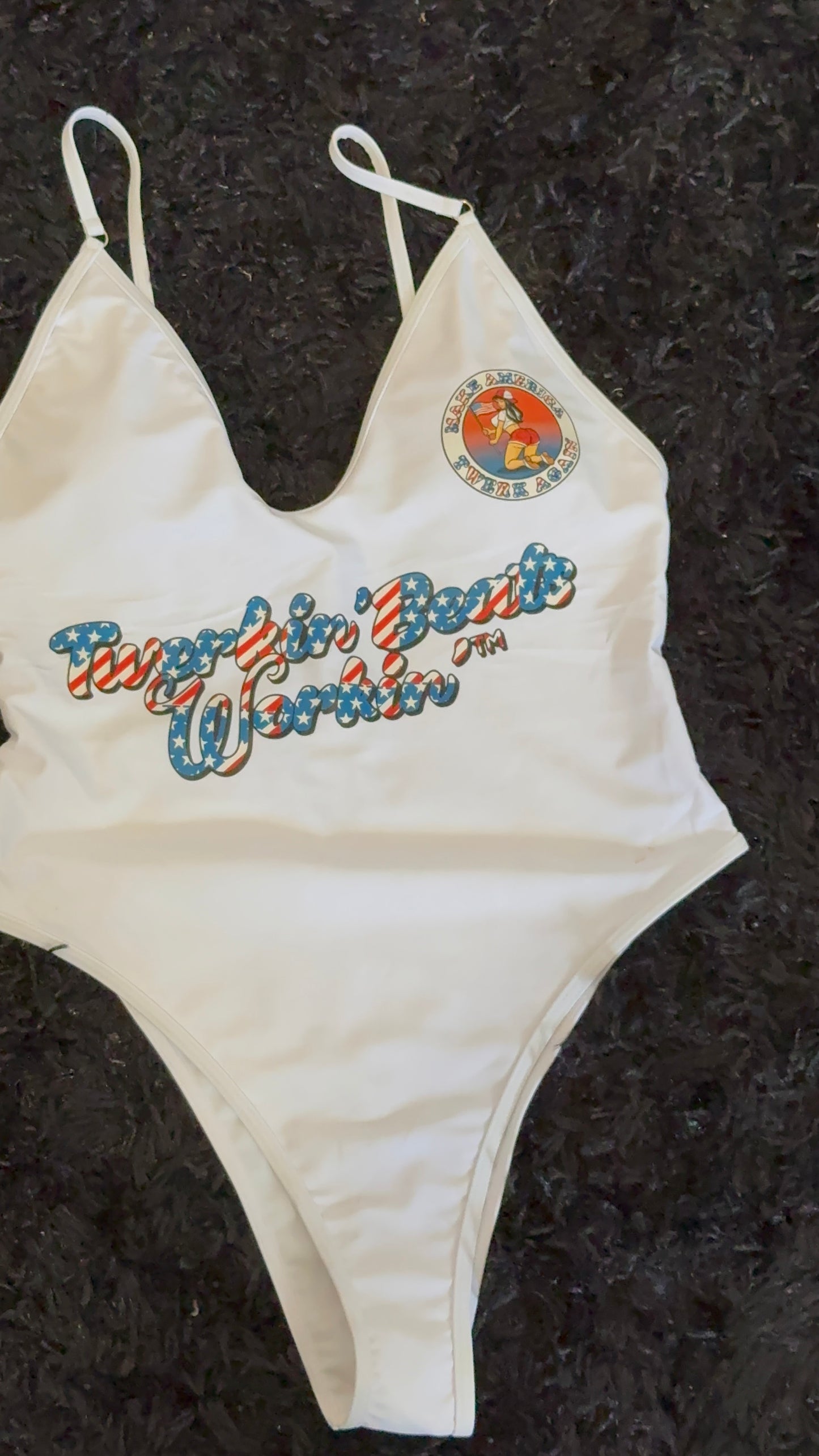 Make America Twerk Again front left boob design one piece