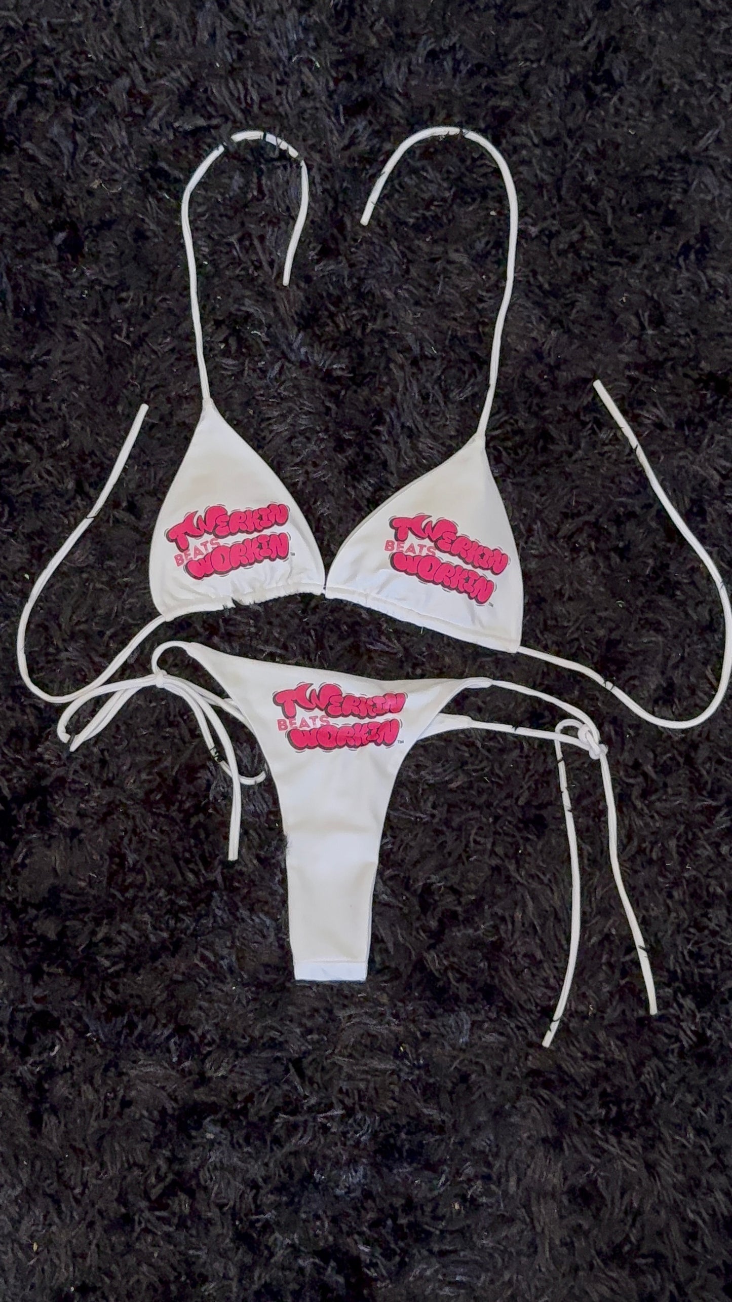 Hot pink & black TBW booty designed thong string Bikini