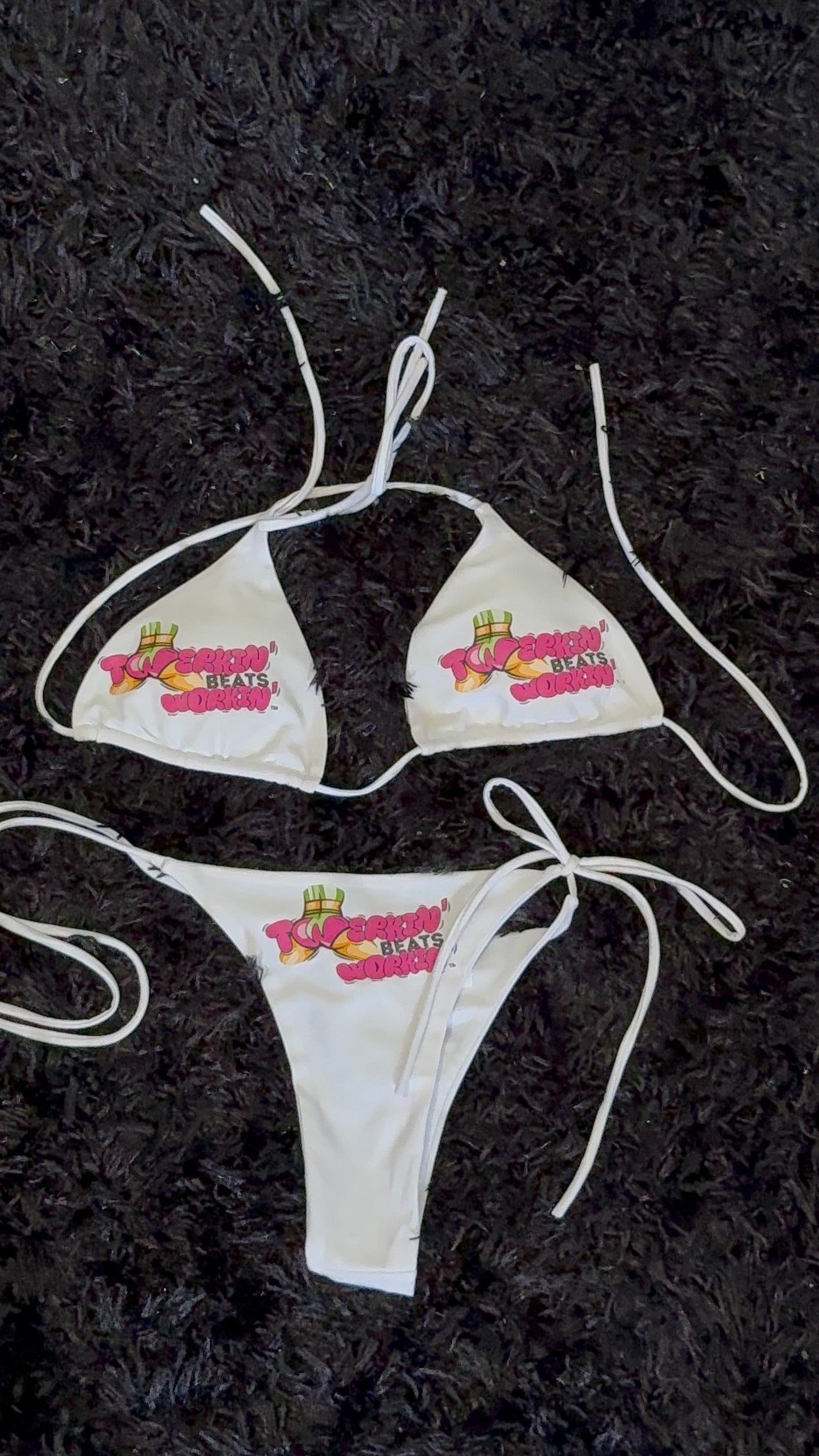 Pink and green TBW booty designed thong string bikini