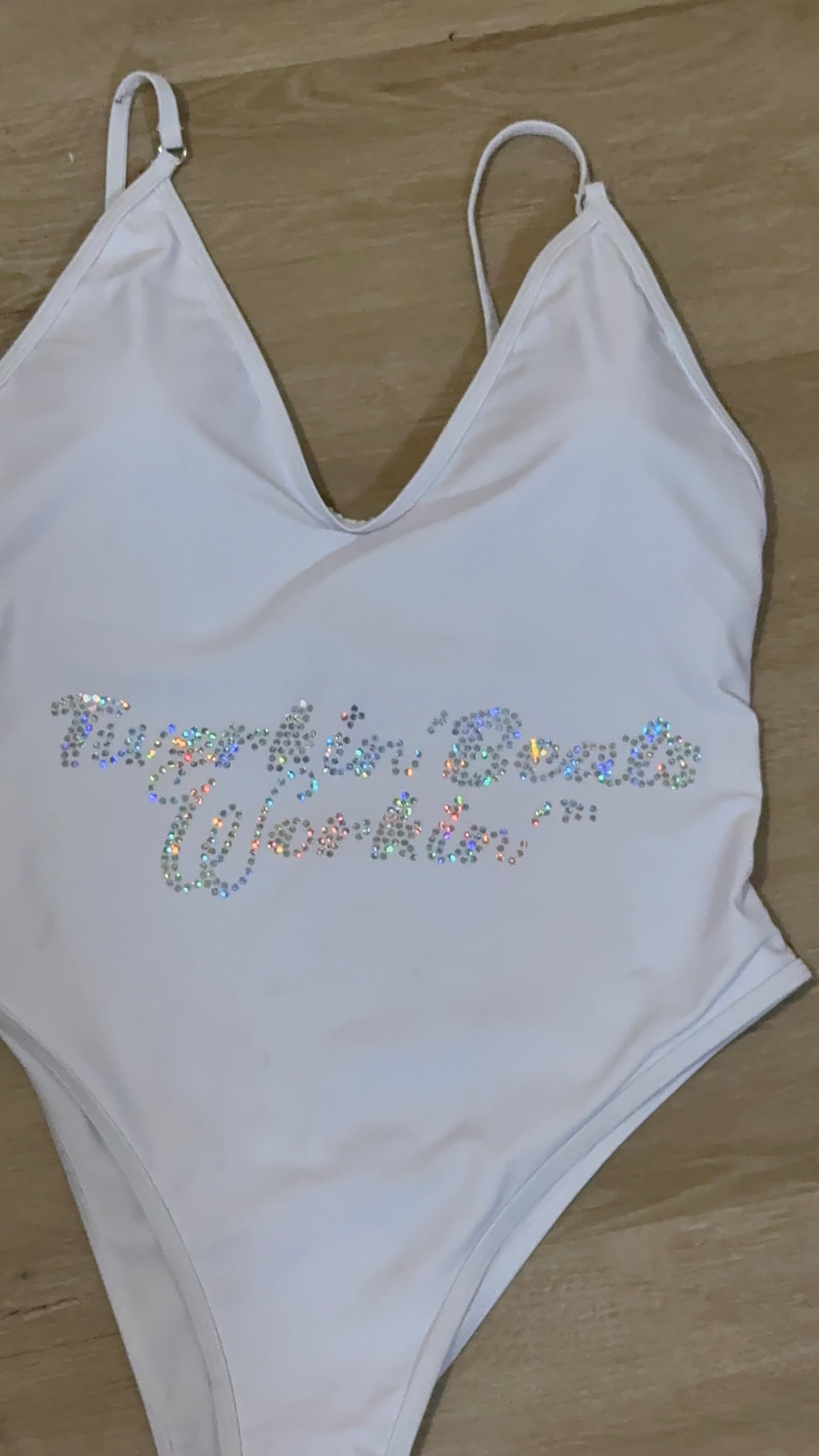 Pink and purple Twerkin’ Beats Workin’ booty designed one piece