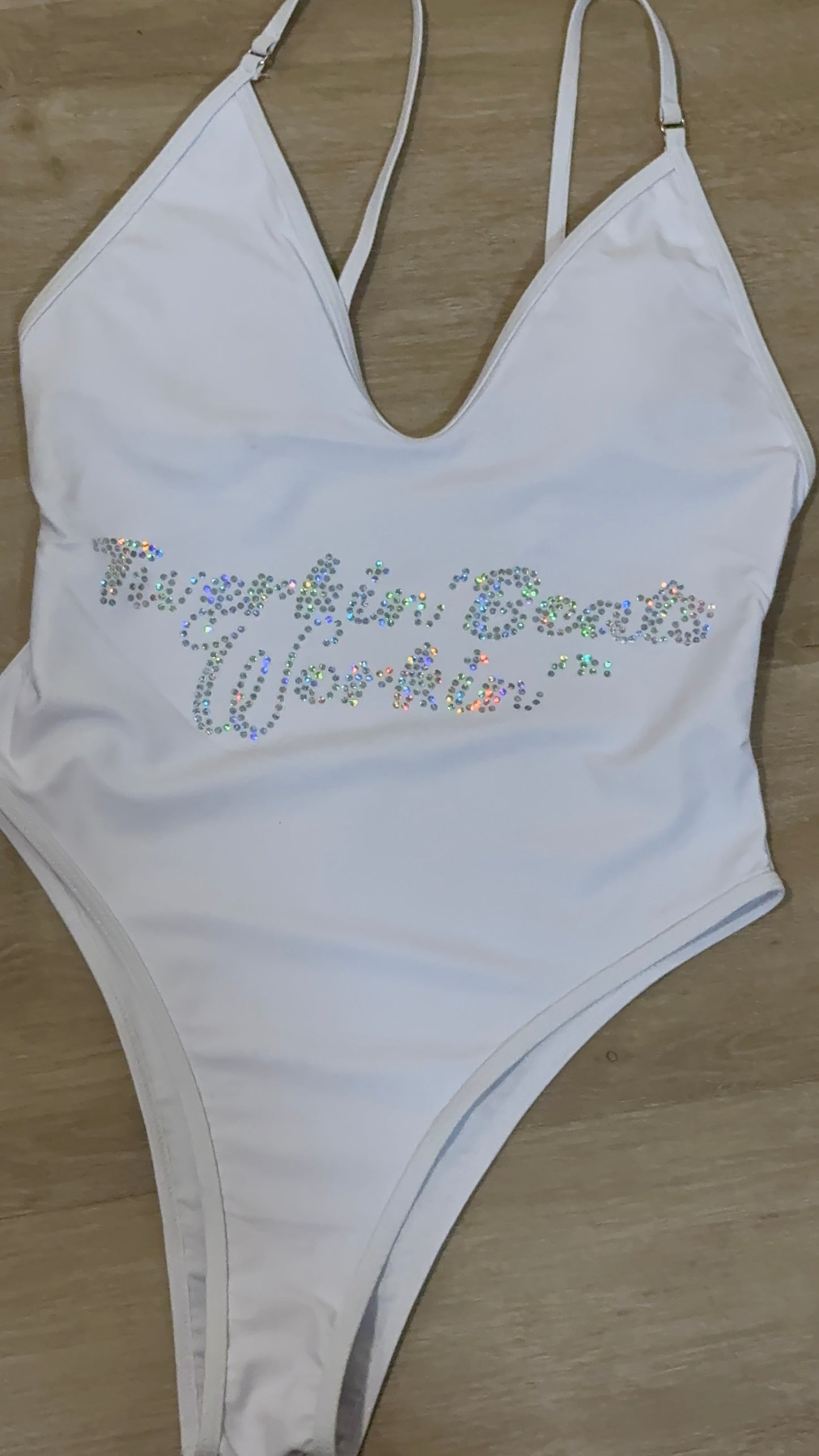 Purple and green booty designed Twerkin’ Beats Workin’ one piece